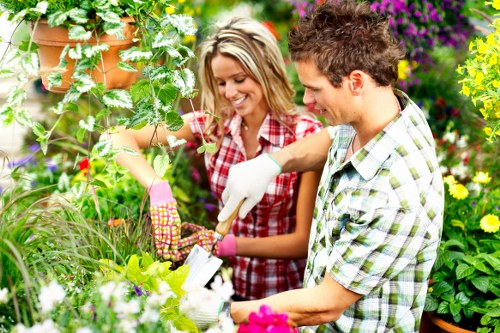 On-site bins and labeled streams for garden maintenance recycling